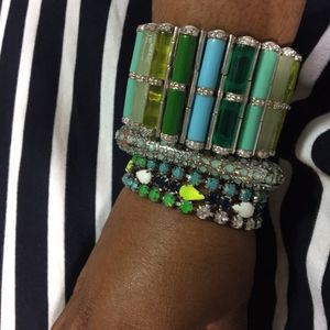 Triangle Mint & Silver Stretch Bracelet